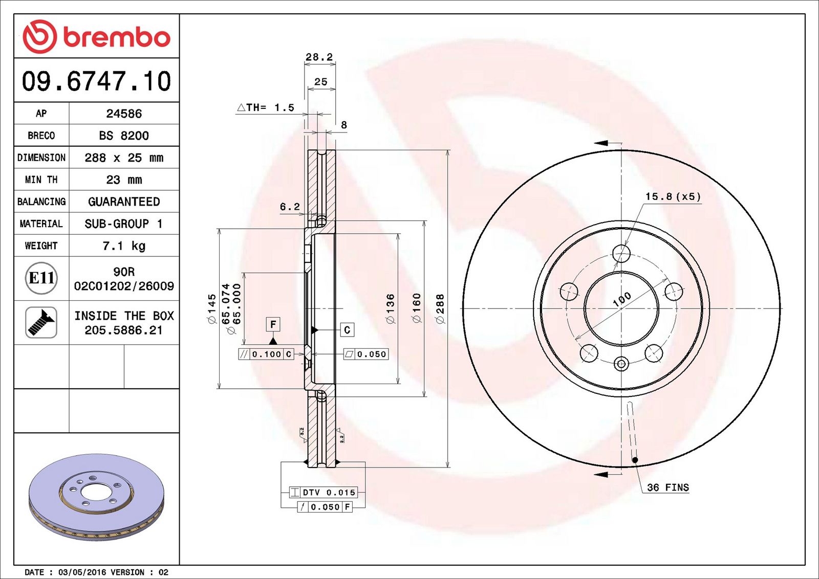 BREMBO 09.6747.10 - Bremsscheibe