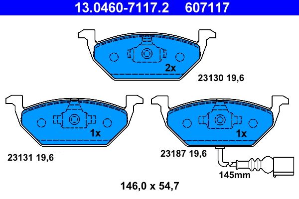 ATE 13.0460-7117.2 - Bremsbelagsatz, Scheibenbremse