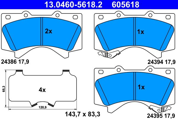 ATE 13.0460-5618.2 - Bremsbelagsatz, Scheibenbremse