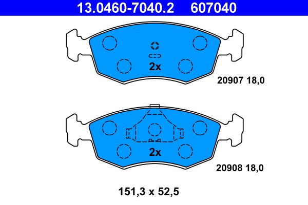 ATE 13.0460-7040.2 - Bremsbelagsatz, Scheibenbremse