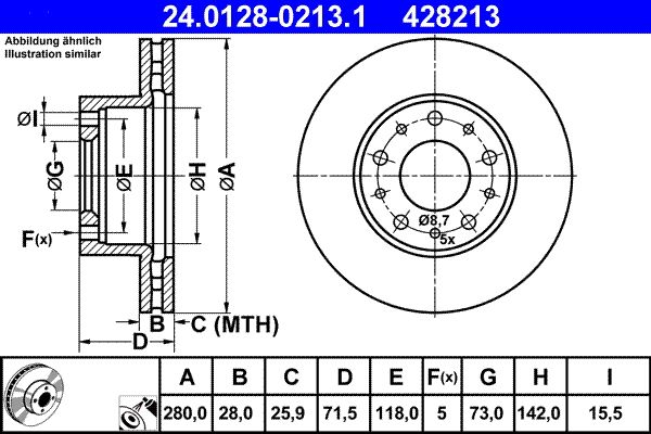 ATE 24.0128-0213.1 - Bremsscheibe