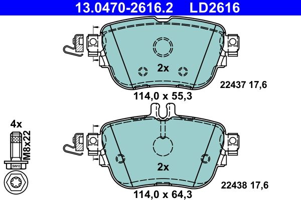ATE 13.0470-2616.2 - Bremsbelagsatz, Scheibenbremse
