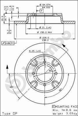 BREMBO 08.4413.10 - Bremsscheibe