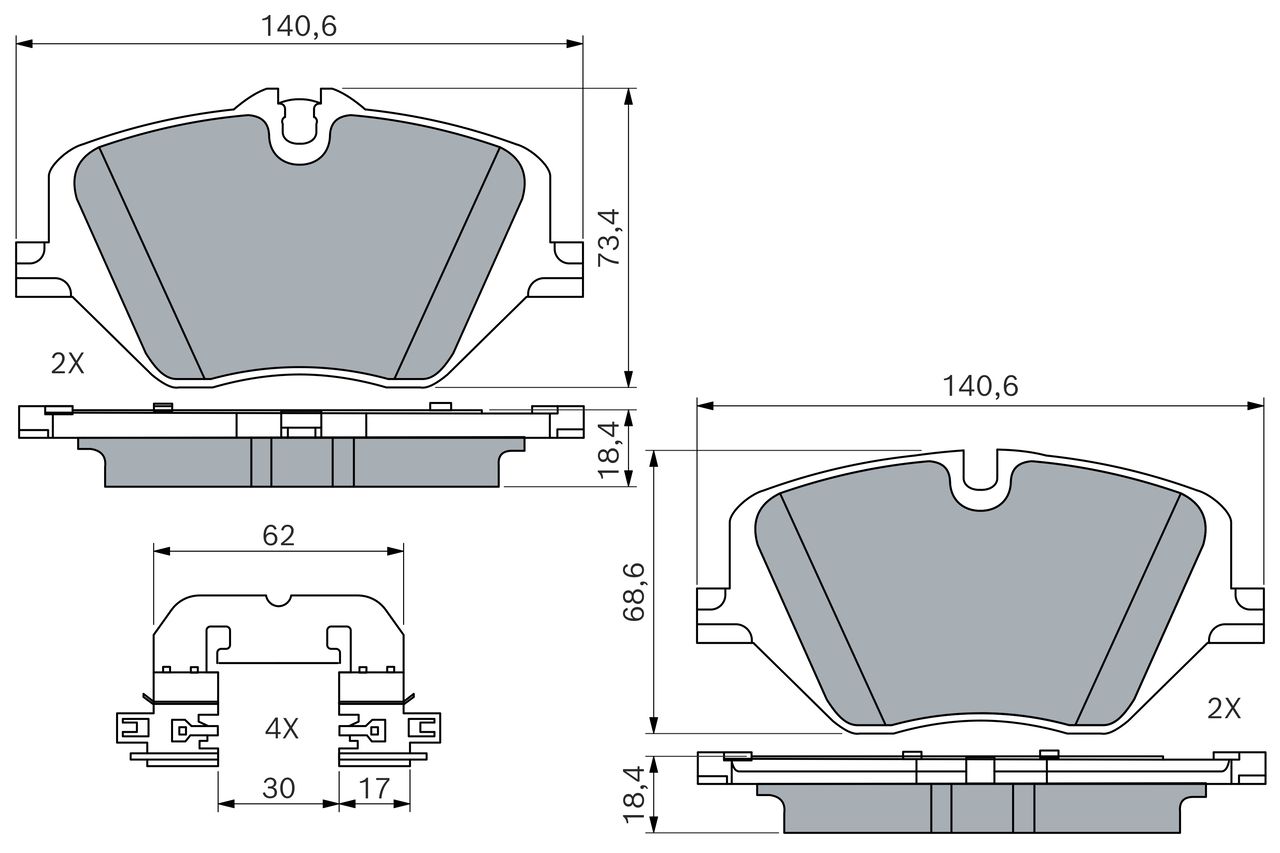 BOSCH 0 986 460 279 - Bremsbelagsatz, Scheibenbremse