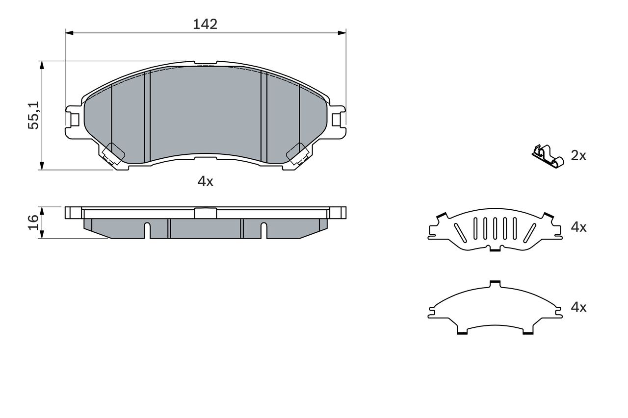 BOSCH 0 986 494 742 - Bremsbelagsatz, Scheibenbremse
