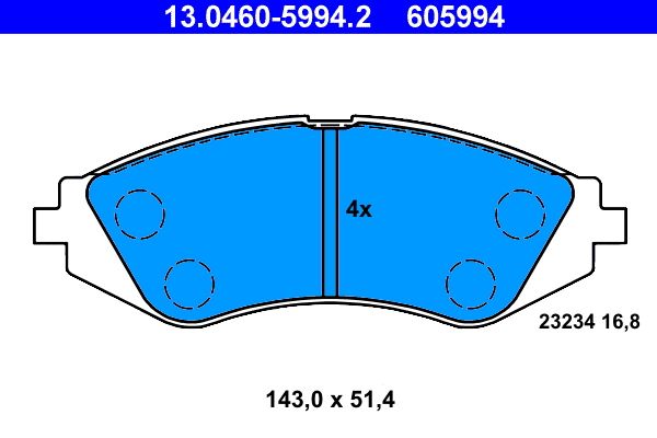 ATE 13.0460-5994.2 - Bremsbelagsatz, Scheibenbremse