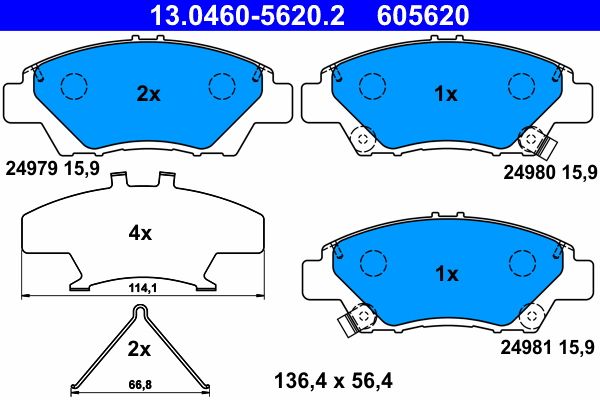 ATE 13.0460-5620.2 - Bremsbelagsatz, Scheibenbremse