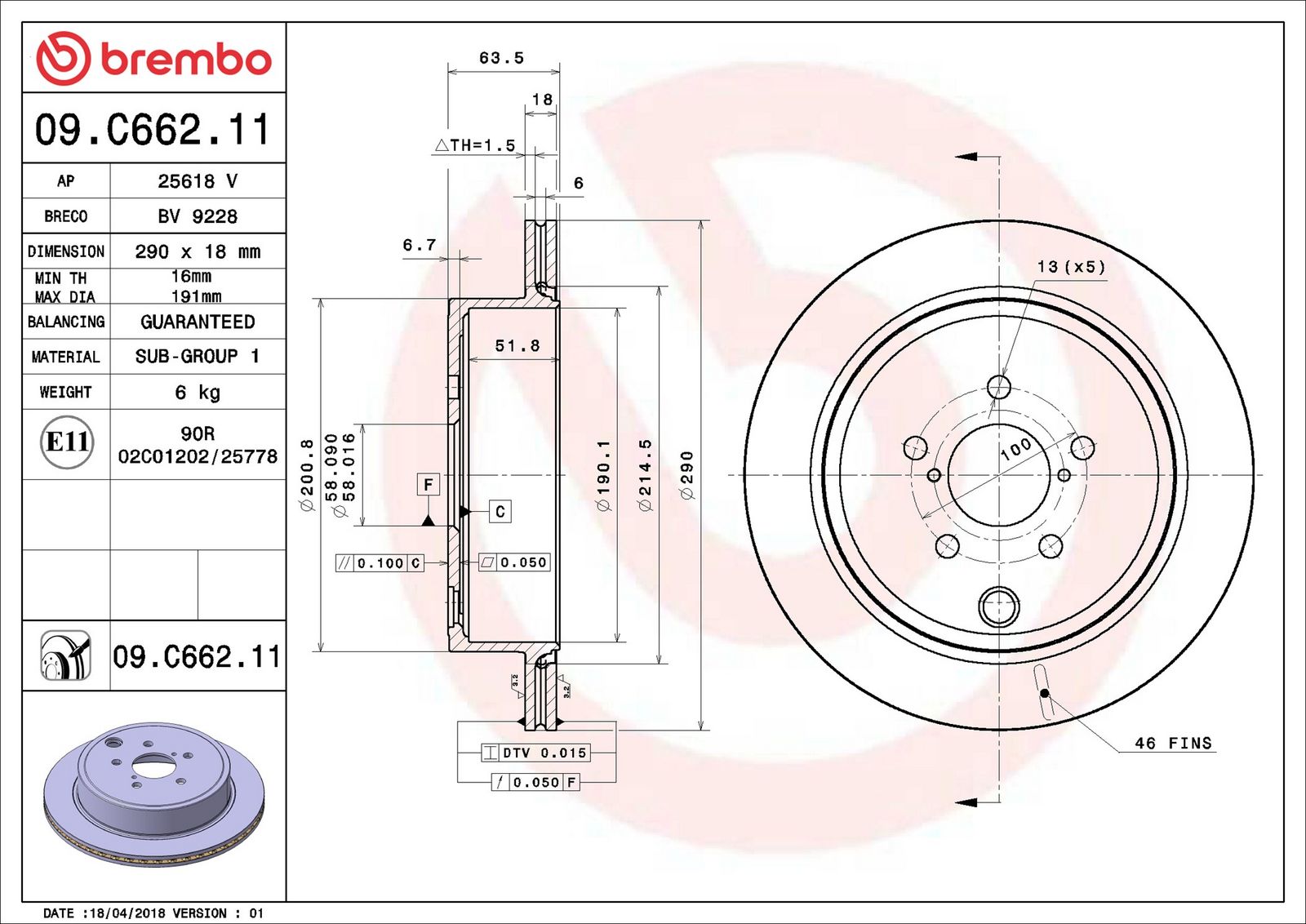 BREMBO 09.C662.11 - Bremsscheibe