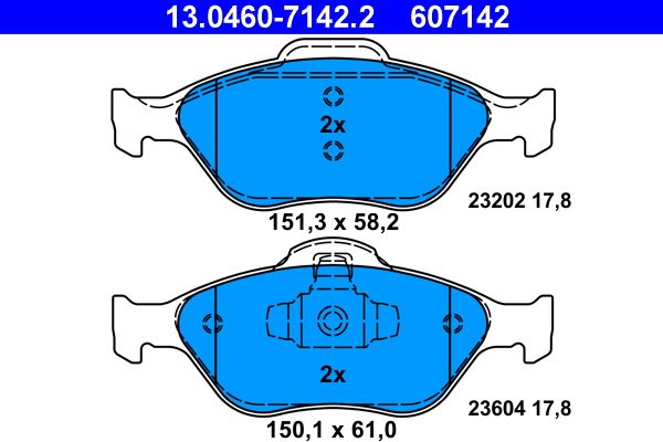 ATE 13.0460-7142.2 - Bremsbelagsatz, Scheibenbremse