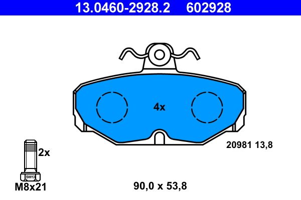 ATE 13.0460-2928.2 - Bremsbelagsatz, Scheibenbremse