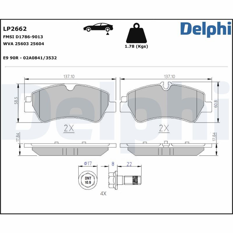 DELPHI LP2662 - Bremsbelagsatz, Scheibenbremse