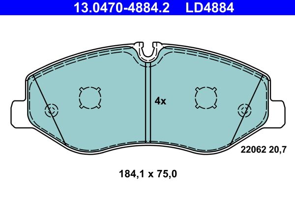 ATE 13.0470-4884.2 - Bremsbelagsatz, Scheibenbremse