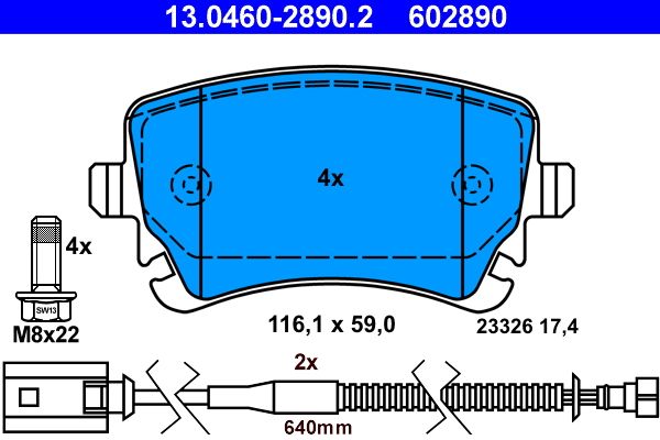 ATE 13.0460-2890.2 - Bremsbelagsatz, Scheibenbremse