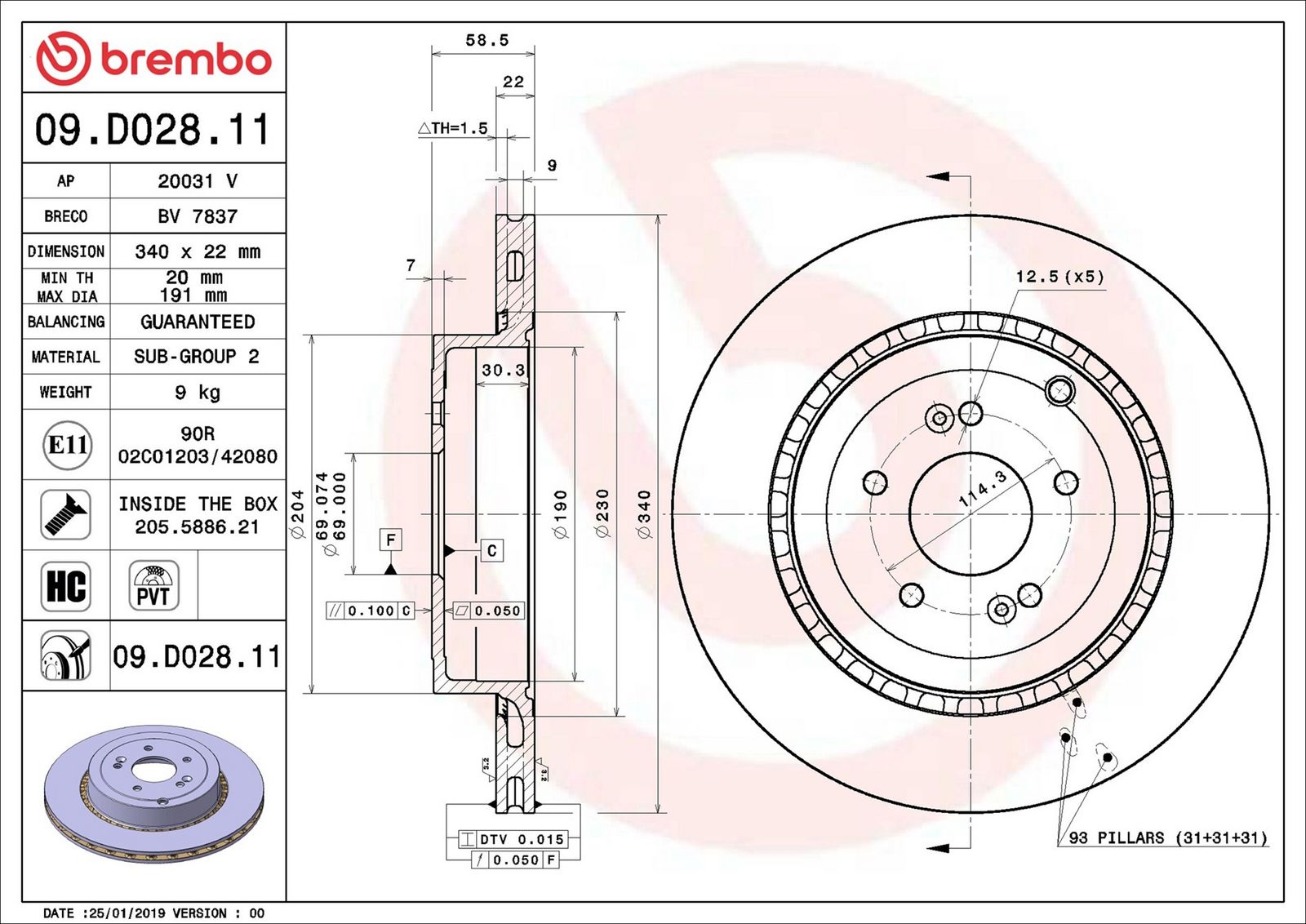 BREMBO 09.D028.11 - Bremsscheibe