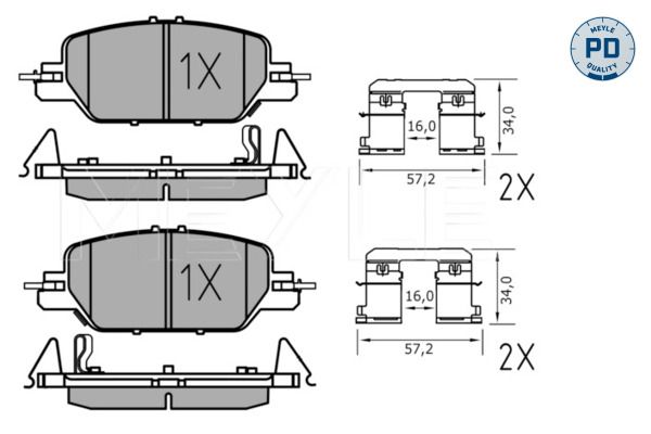 MEYLE 025 228 5216/PD - Bremsbelagsatz, Scheibenbremse