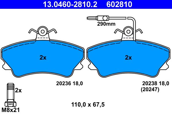ATE 13.0460-2810.2 - Bremsbelagsatz, Scheibenbremse