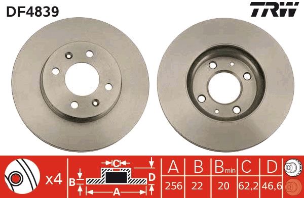 TRW DF4839 - Bremsscheibe