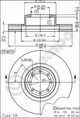 BREMBO 09.3798.10 - Bremsscheibe