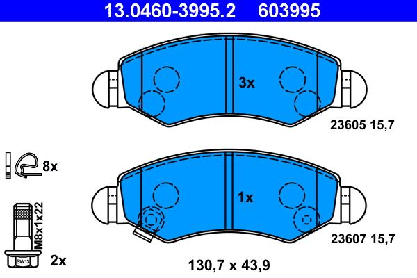 ATE 13.0460-3995.2 - Bremsbelagsatz, Scheibenbremse