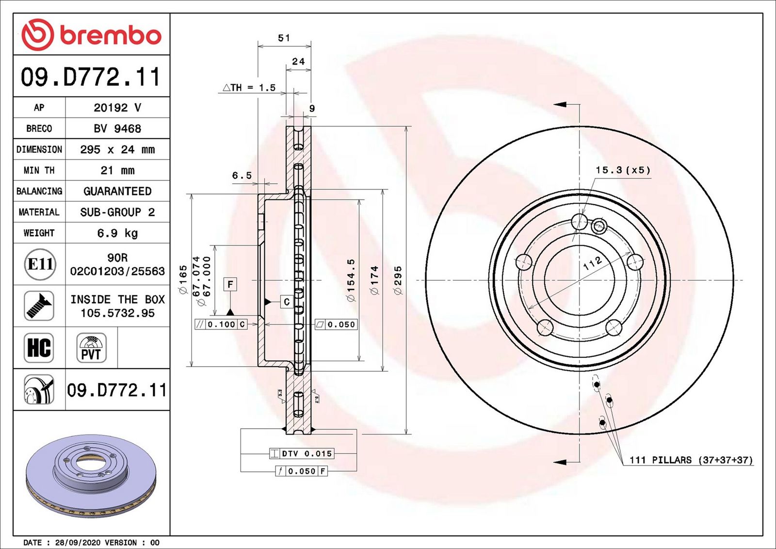 BREMBO 09.D772.11 - Bremsscheibe