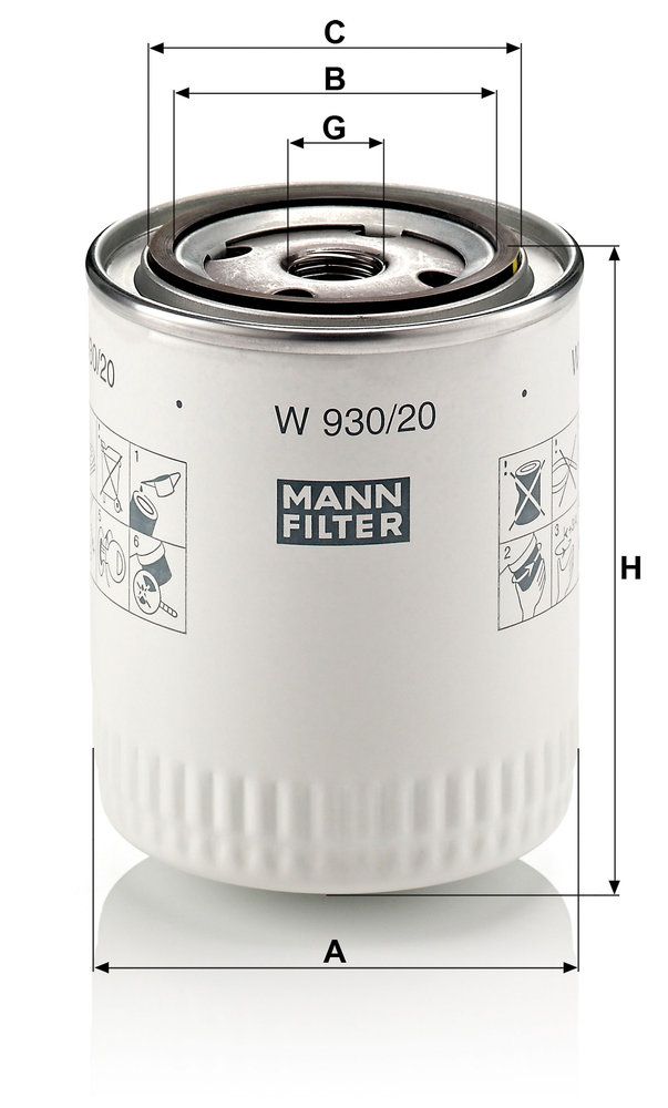 MANN-FILTER W 930/20 - Ölfilter