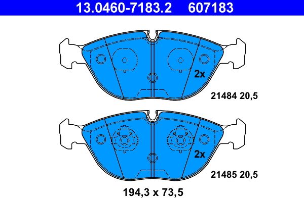 ATE 13.0460-7183.2 - Bremsbelagsatz, Scheibenbremse