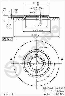 BREMBO 08.4505.20 - Bremsscheibe