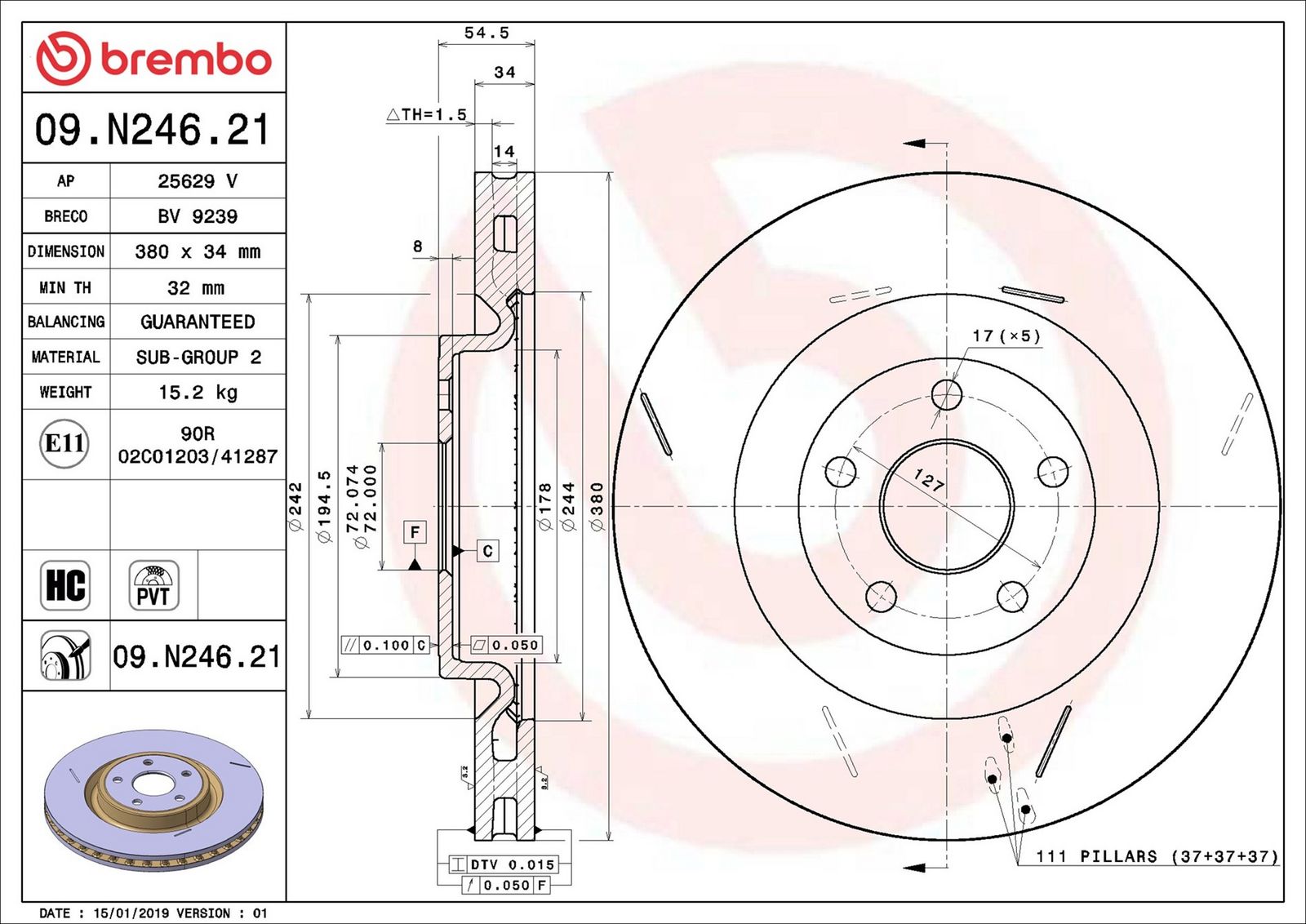 BREMBO 09.N246.21 - Bremsscheibe