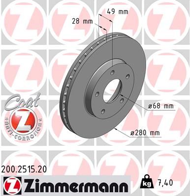 ZIMMERMANN 200.2515.20 - Bremsscheibe