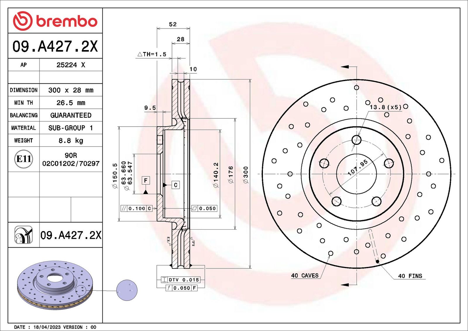 BREMBO 09.A427.2X - Bremsscheibe