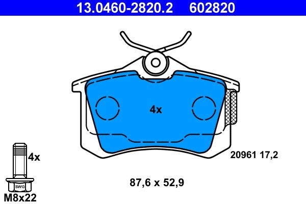 ATE 13.0460-2820.2 - Bremsbelagsatz, Scheibenbremse