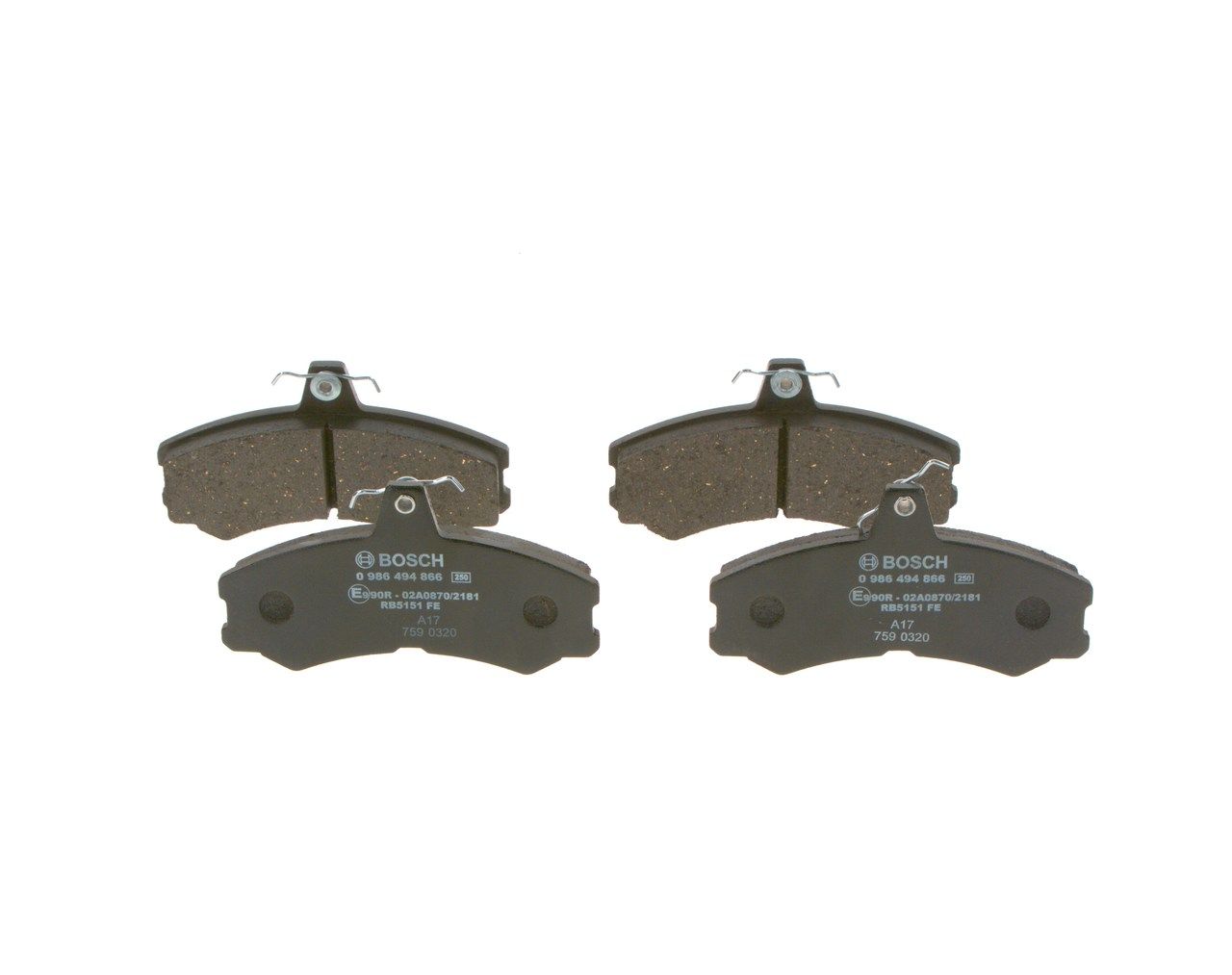 BOSCH 0 986 494 866 - Bremsbelagsatz, Scheibenbremse