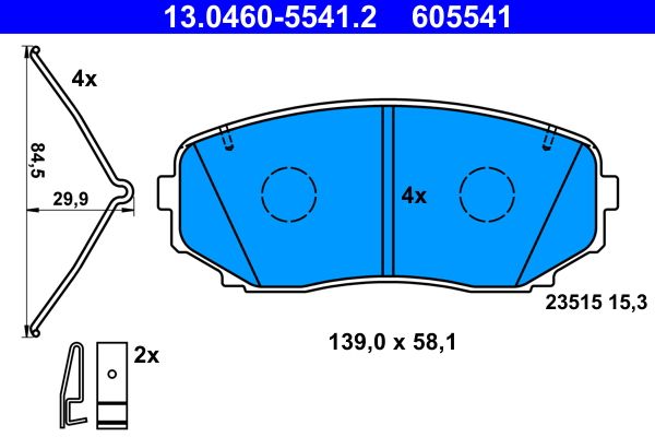 ATE 13.0460-5541.2 - Bremsbelagsatz, Scheibenbremse