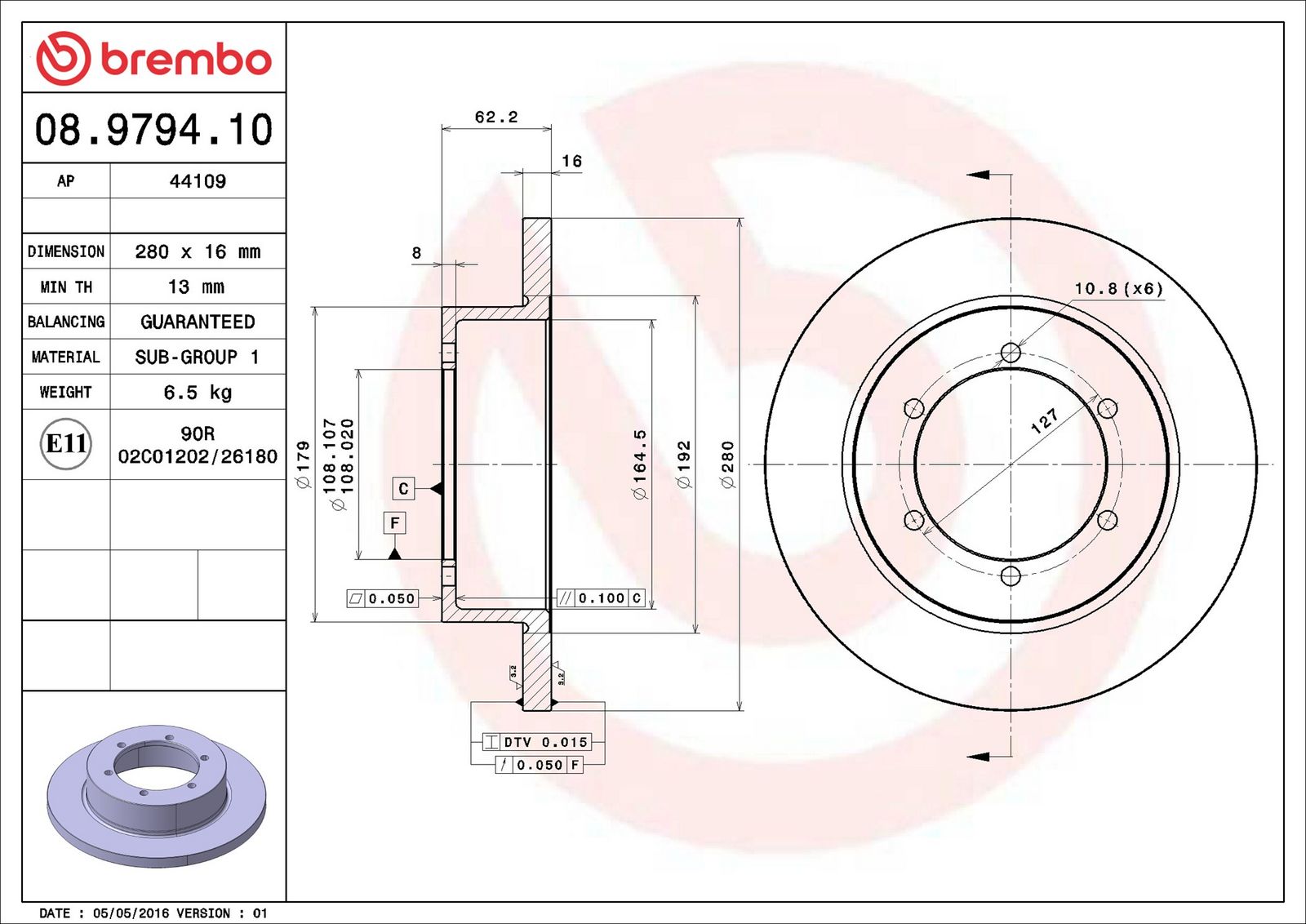 BREMBO 08.9794.10 - Bremsscheibe