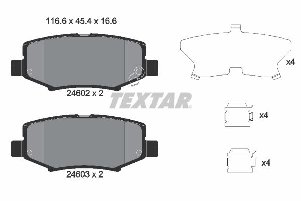 TEXTAR 2460201 - Bremsbelagsatz, Scheibenbremse