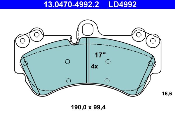 ATE 13.0470-4992.2 - Bremsbelagsatz, Scheibenbremse