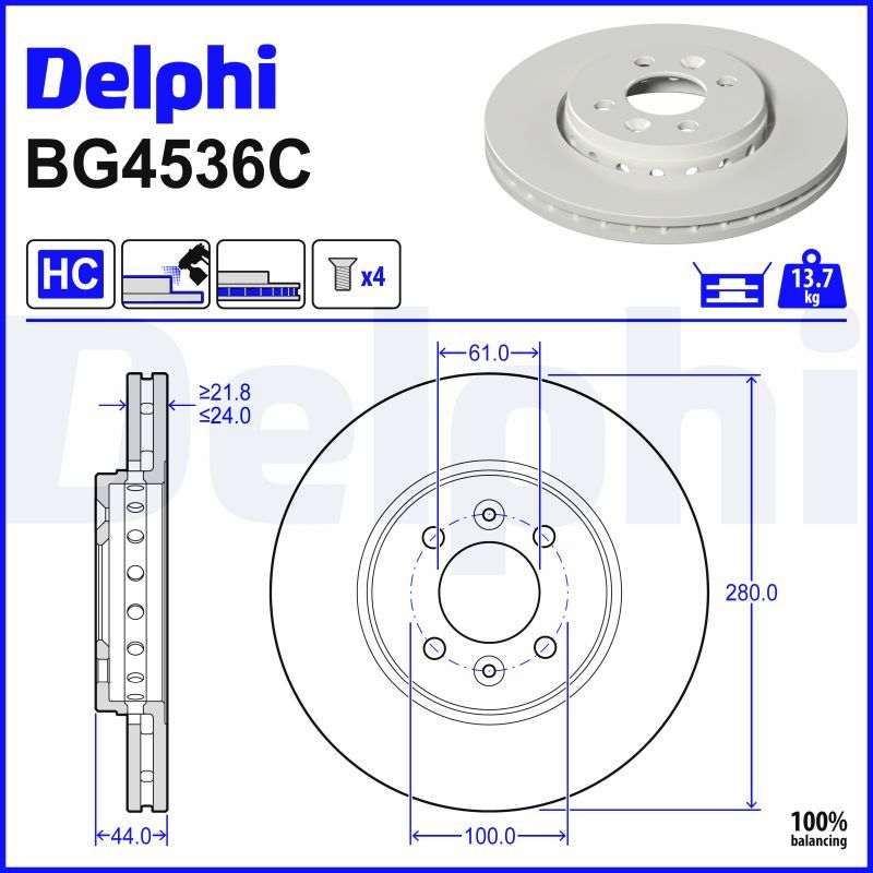DELPHI BG4536C - Bremsscheibe