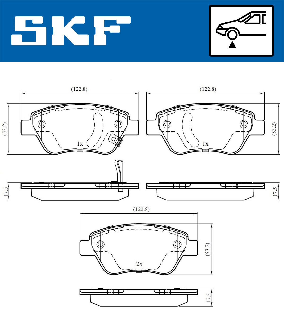 SKF VKBP 80017 A - Bremsbelagsatz, Scheibenbremse