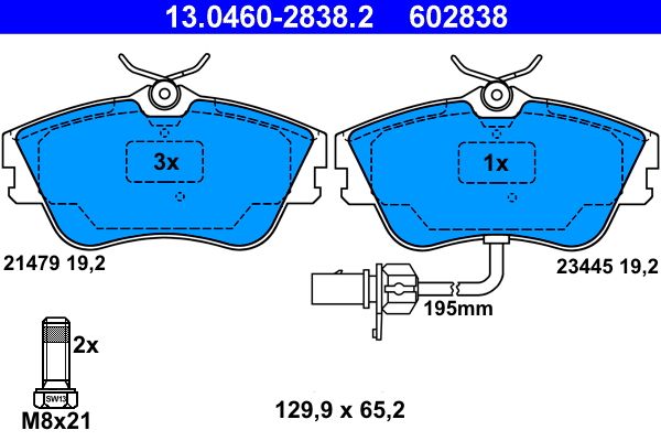 ATE 13.0460-2838.2 - Bremsbelagsatz, Scheibenbremse