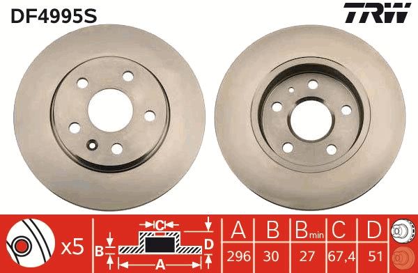 TRW DF4995S - Bremsscheibe