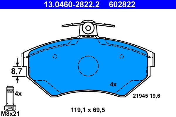 ATE 13.0460-2822.2 - Bremsbelagsatz, Scheibenbremse
