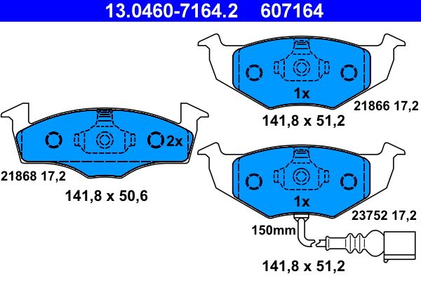 ATE 13.0460-7164.2 - Bremsbelagsatz, Scheibenbremse