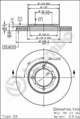 BREMBO 09.5615.10 - Bremsscheibe