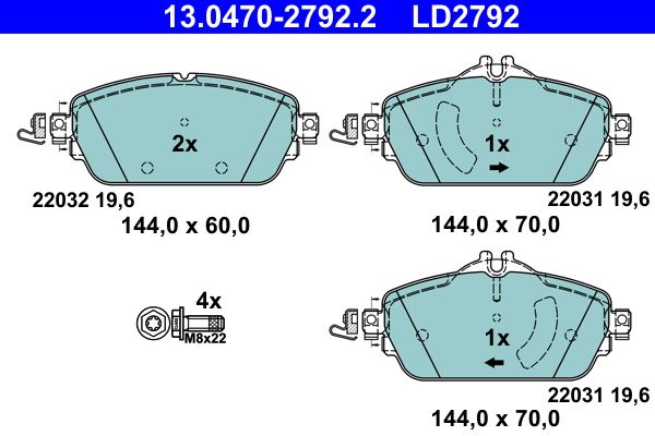 ATE 13.0470-2792.2 - Bremsbelagsatz, Scheibenbremse
