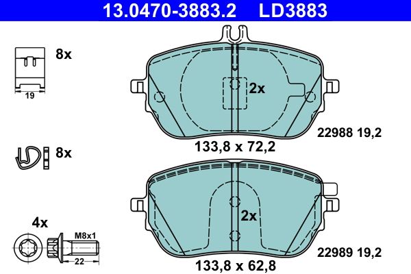 ATE 13.0470-3883.2 - Bremsbelagsatz, Scheibenbremse
