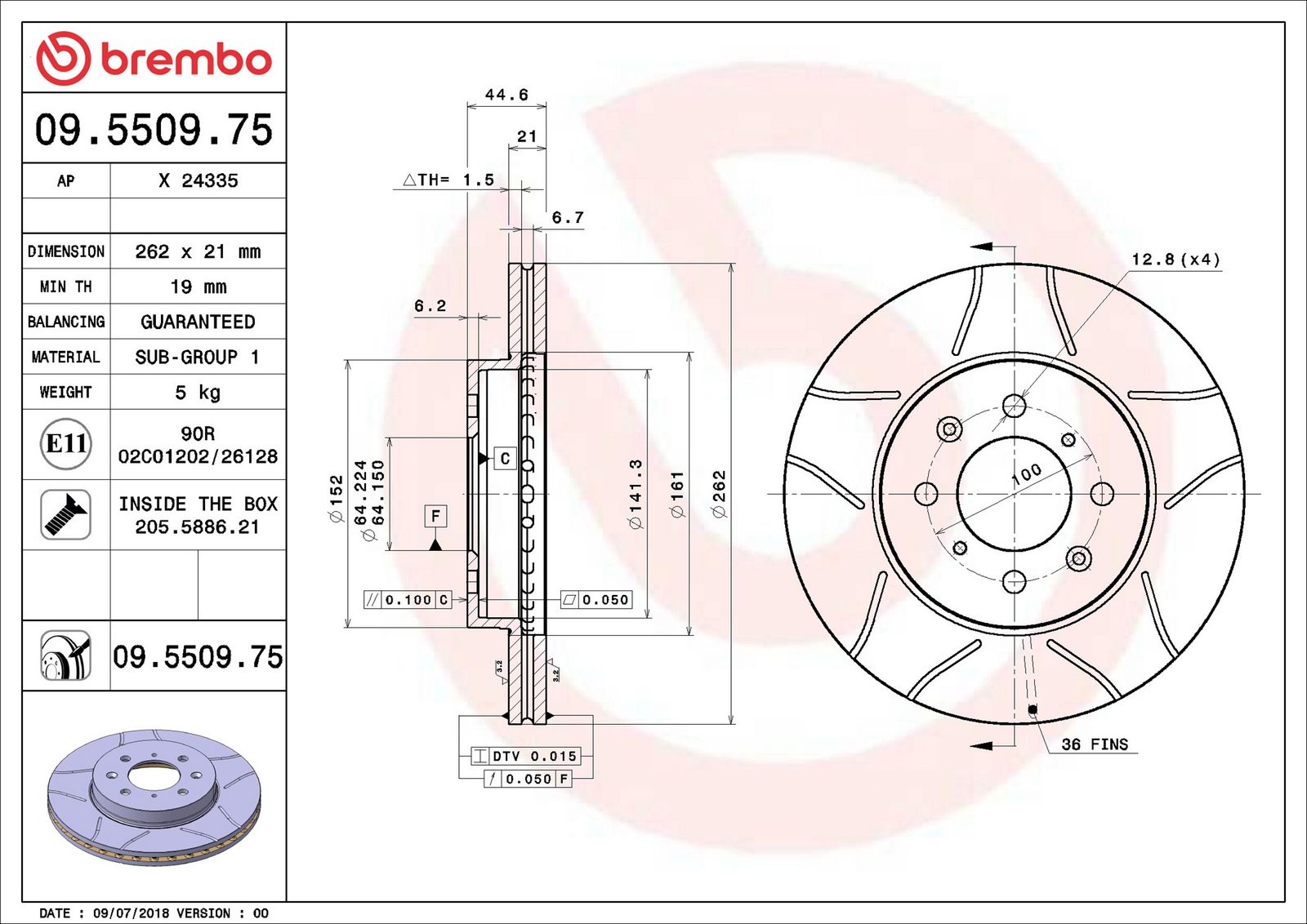 BREMBO 09.5509.75 - Bremsscheibe