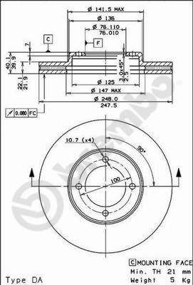 BREMBO 09.5678.10 - Bremsscheibe