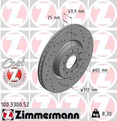 ZIMMERMANN 100.3300.52 - Bremsscheibe