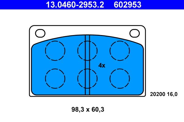 ATE 13.0460-2953.2 - Bremsbelagsatz, Scheibenbremse