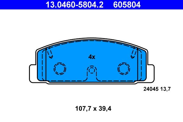 ATE 13.0460-5804.2 - Bremsbelagsatz, Scheibenbremse